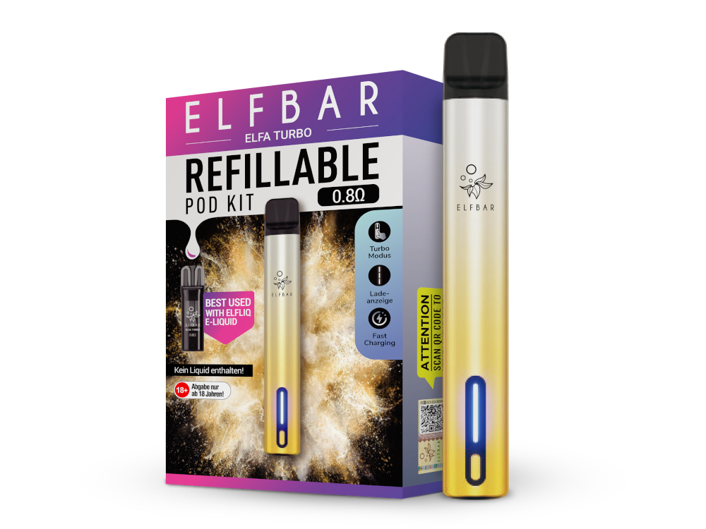 ELFBAR-ELFA-Turbo-Pod-Kit-550-mAh-Akku-Aurora-Gold 0.8ohm