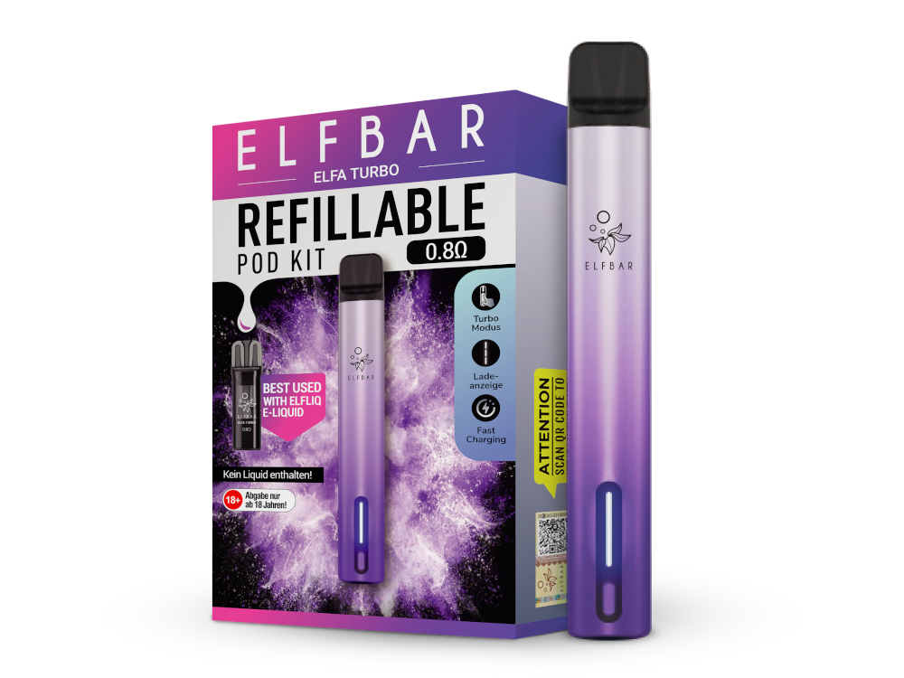 ELFBAR-ELFA-Turbo-Pod-Kit-550-mAh-Akku-Aurora-Purple 0.8 Ohm