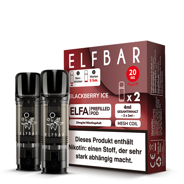 Elfbar ELFA Blackberry Ice – vorgefüllter Pod, frostige Brombeere, detailreich