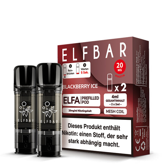 Elfbar ELFA Blackberry Ice – vorgefüllter Pod, frostige Brombeere, detailreich