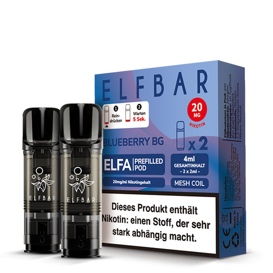 Elfbar ELFA 20 mg Blueberry BG Prefilled Pod in lila-blauem Design
