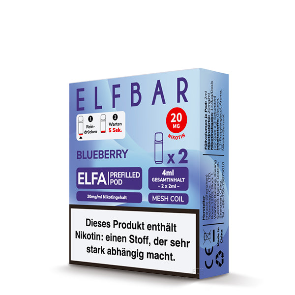 Elfbar ELFA Blueberry Prefilled Pod in himmelblauer Verpackung